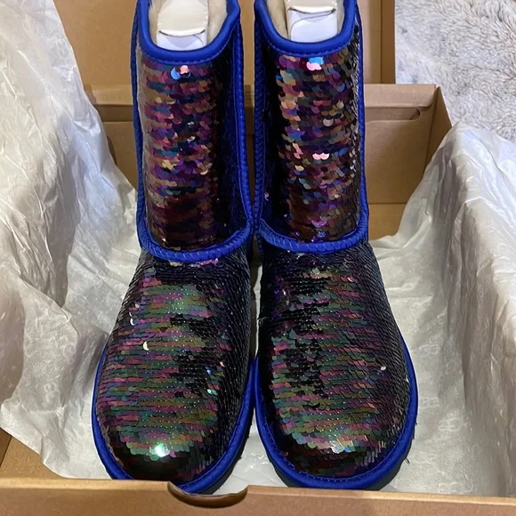 RARE Ugg classic sequin navy boots new in box size 7